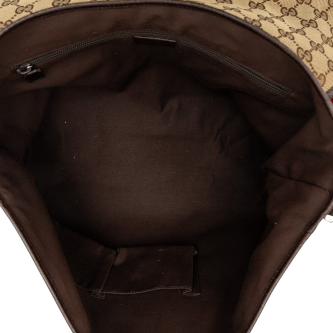 GG Web à rabat Sac Messenger Beige