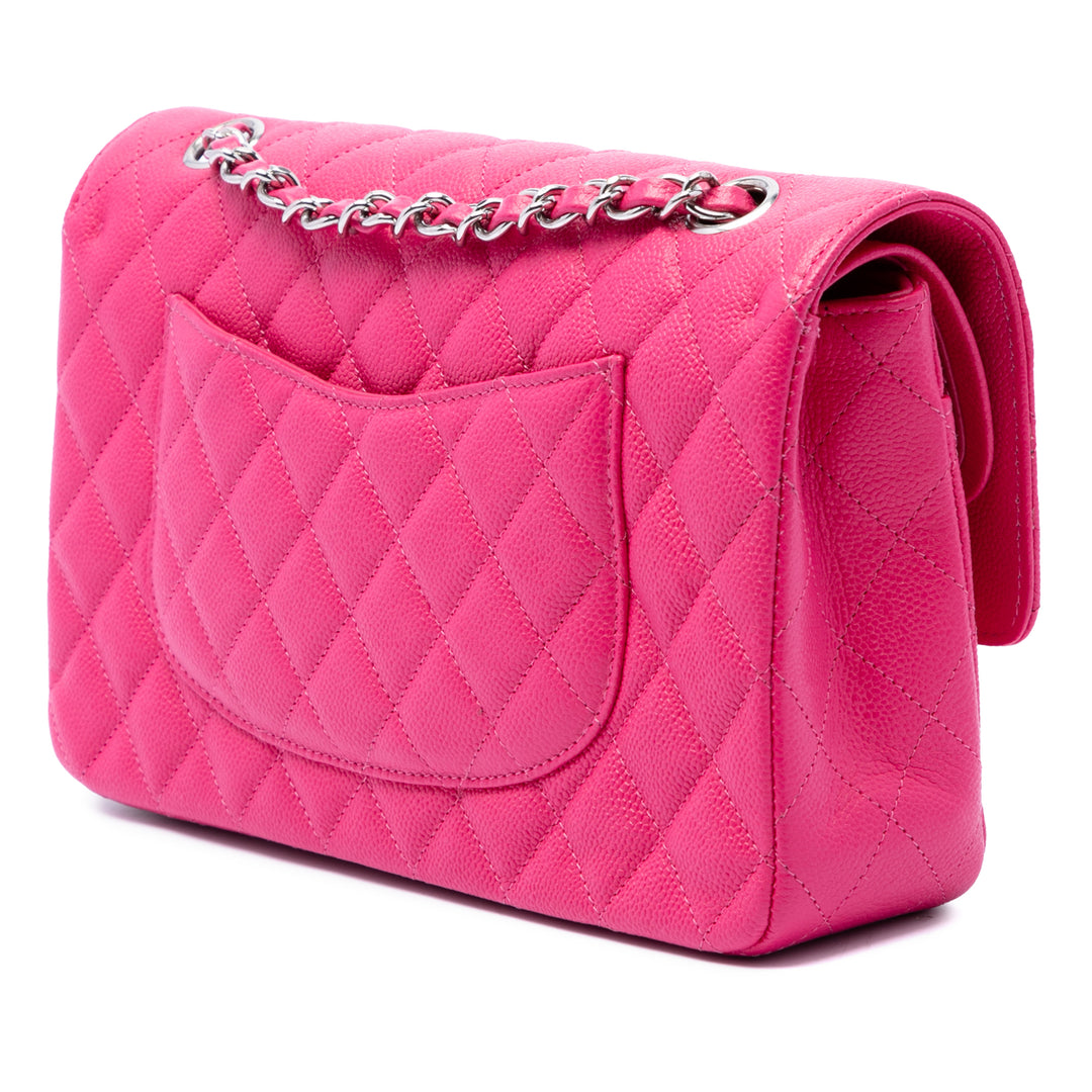 Classic Double rabat Moyen Cuir caviar Rose