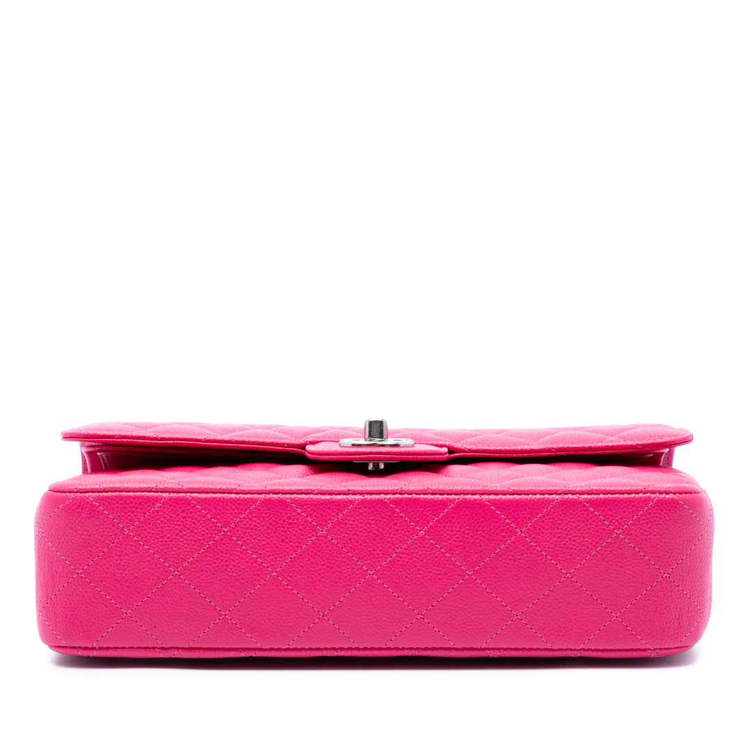 Classic Double rabat Moyen Cuir caviar Rose