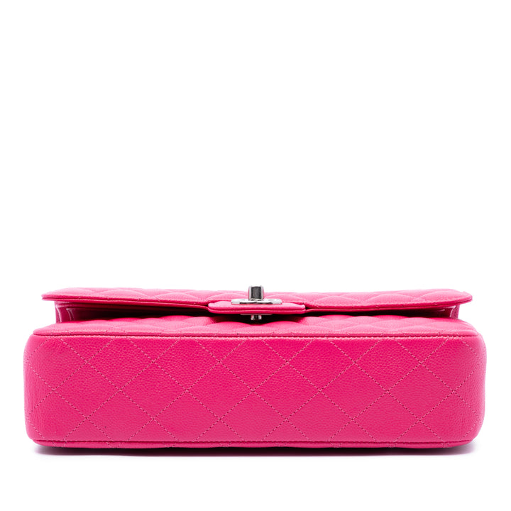 Classic Double rabat Moyen Cuir caviar Rose