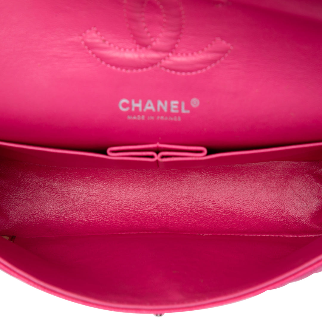 Classic Double rabat Moyen Cuir caviar Rose
