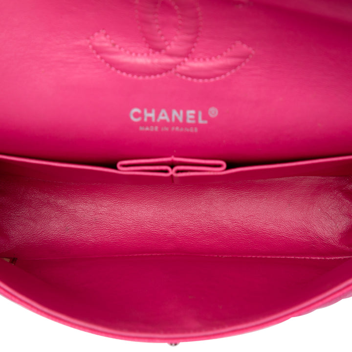 Classic Double rabat Moyen Cuir caviar Rose