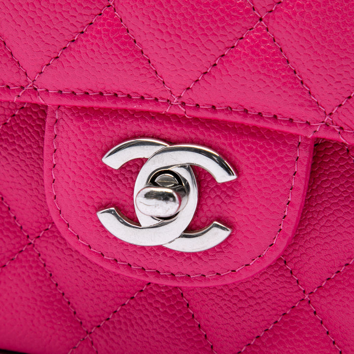 Classic Double rabat Moyen Cuir caviar Rose