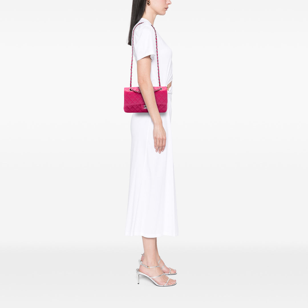Classic Double rabat Moyen Cuir caviar Rose