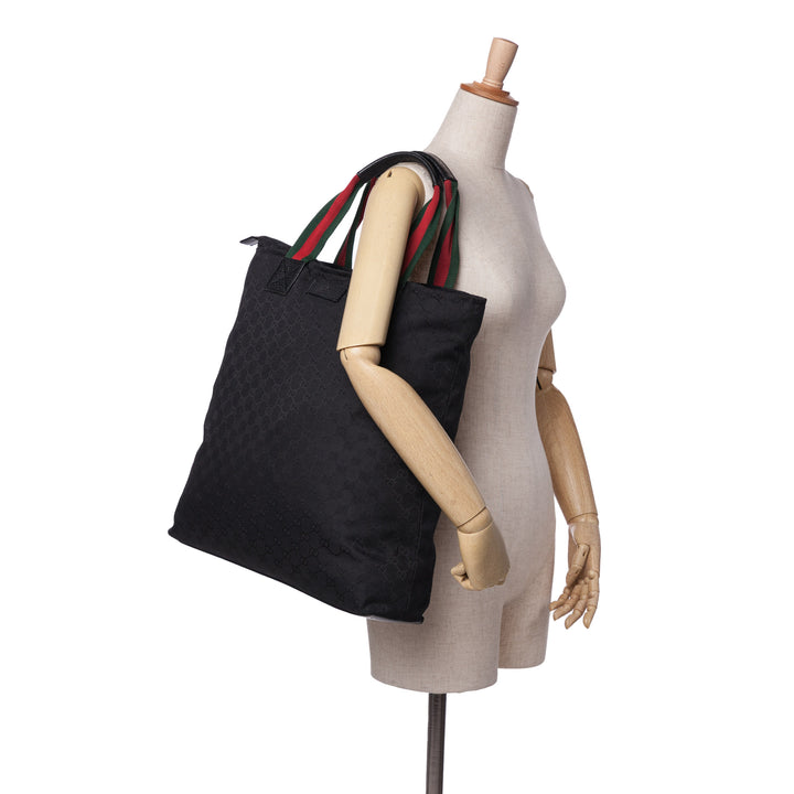 GG Canvas Web Tote Black - Gaby Paris