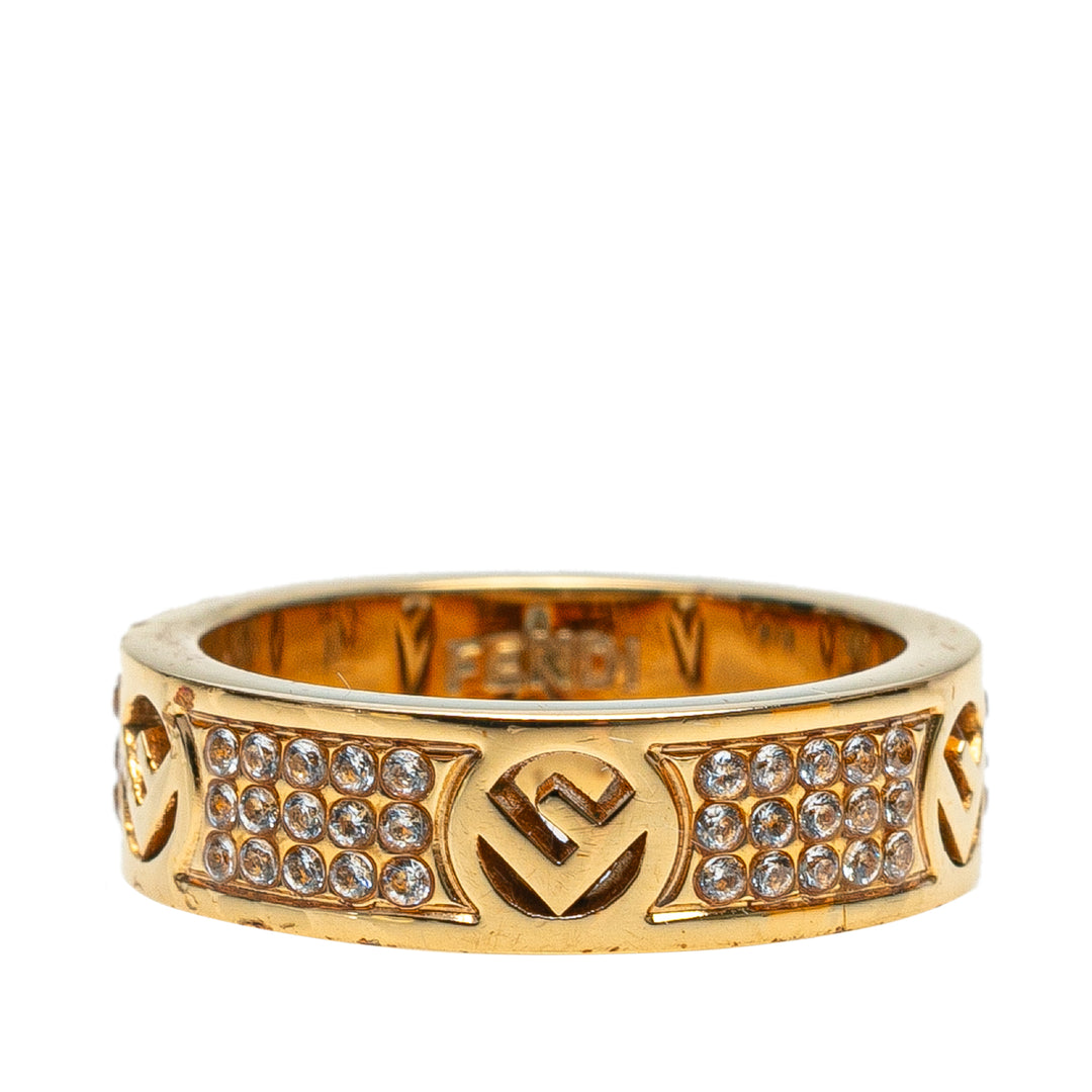 Gold Plated F Is Fendi Crystal Band Ring Gold - Gaby Paris