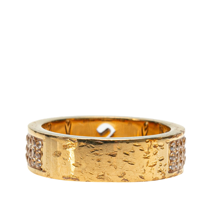 Gold Plated F Is Fendi Crystal Band Ring Gold - Gaby Paris