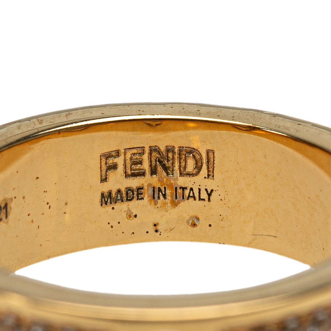 Gold Plated F Is Fendi Crystal Band Ring Gold - Gaby Paris