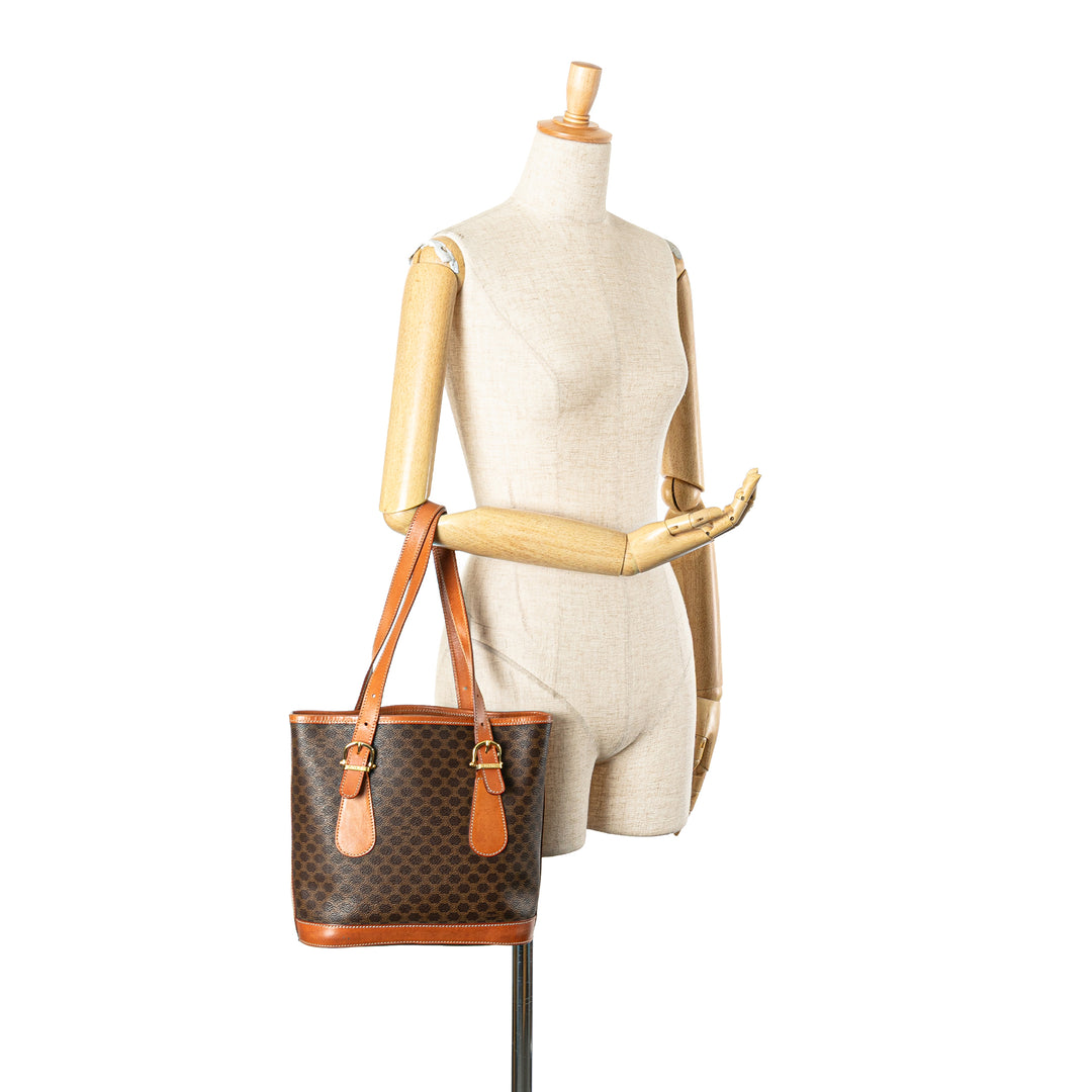 Macadam Coated Canvas Shoulder Bag Brown - Gaby Paris