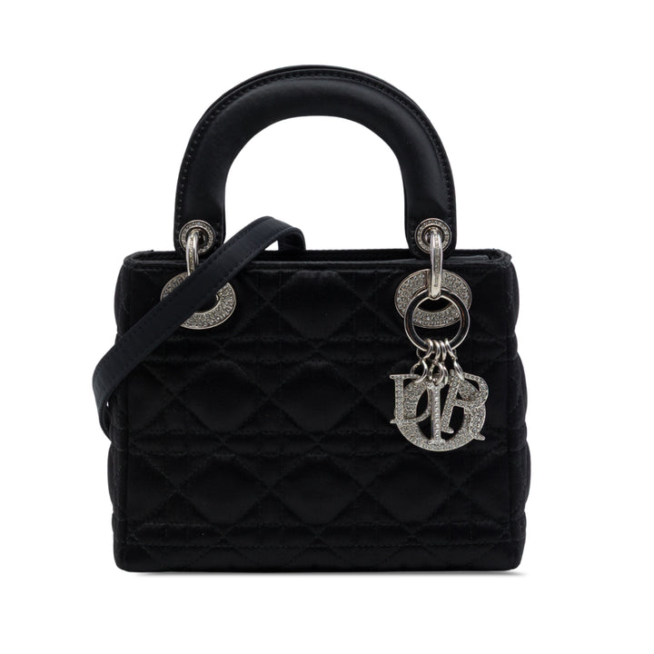 Dior Sac à main Lady Dior Cannage Swarovski Cristal Mini Noir – vue principale – GABY PARIS