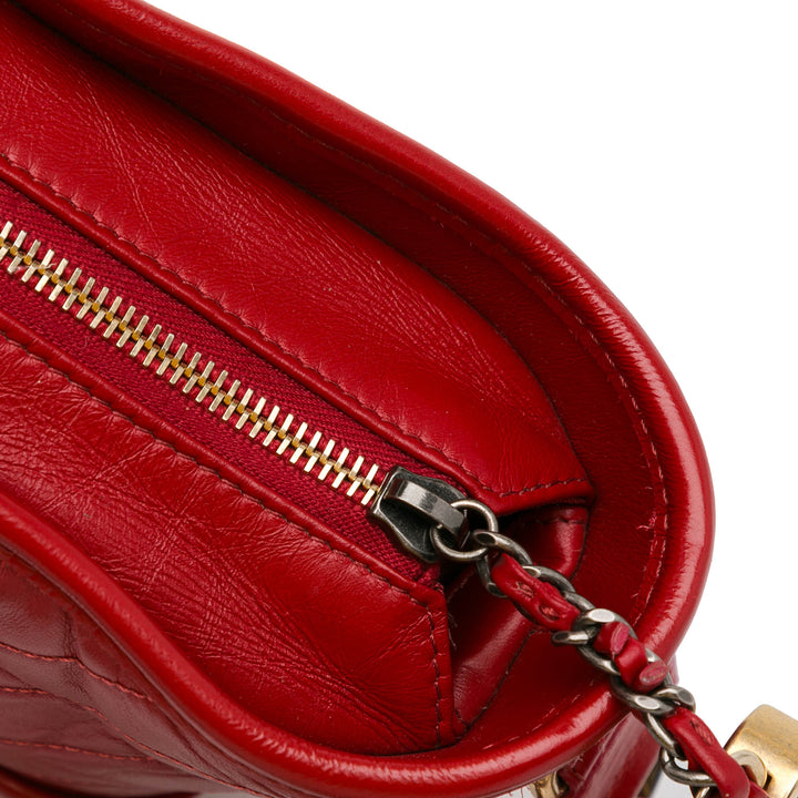 Small Chevron Lambskin Gabrielle Crossbody Red - Gaby Paris