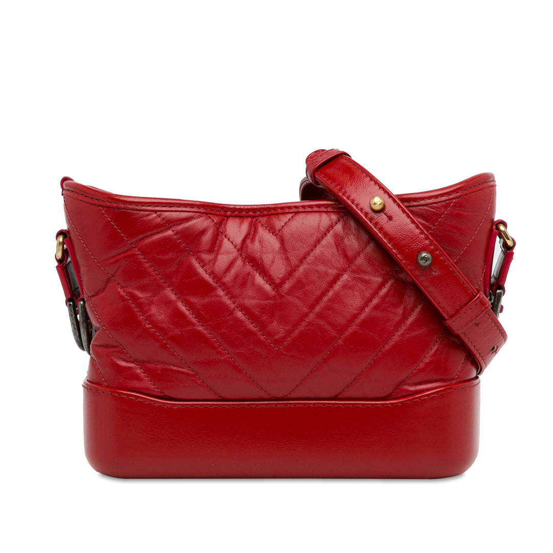 Small Chevron Lambskin Gabrielle Crossbody Red - Gaby Paris