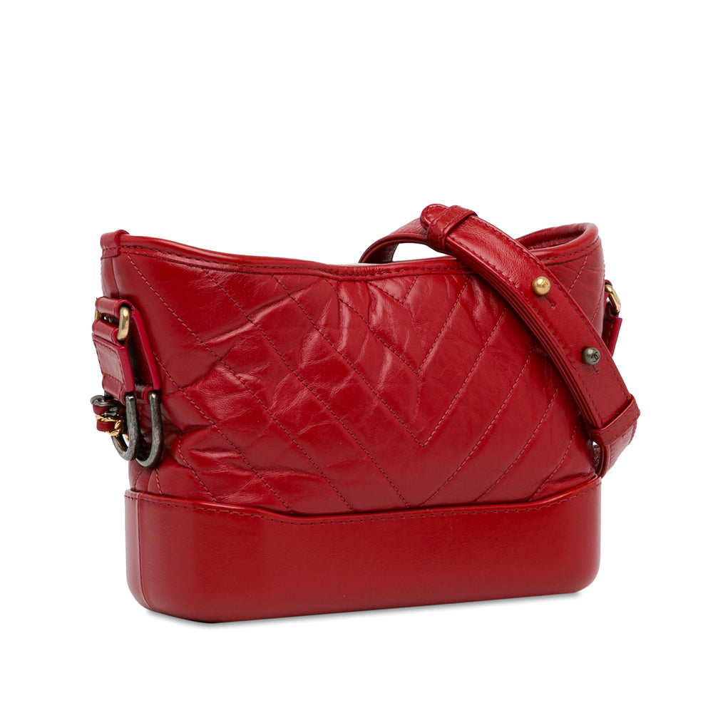 Small Chevron Lambskin Gabrielle Crossbody Red - Gaby Paris