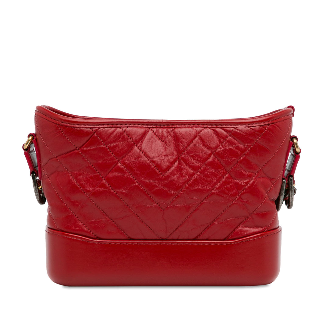 Small Chevron Lambskin Gabrielle Crossbody Red - Gaby Paris