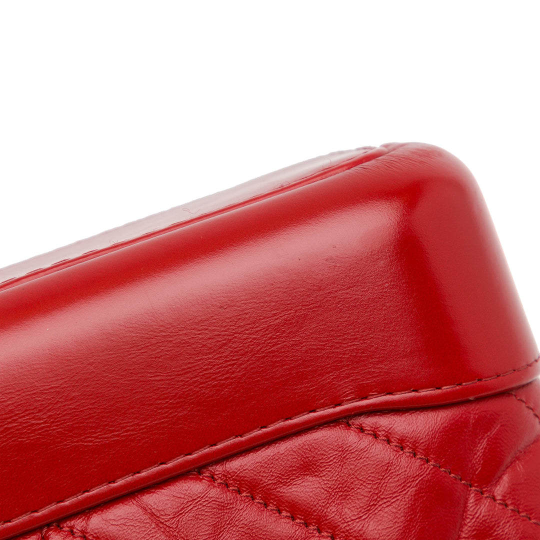 Small Chevron Lambskin Gabrielle Crossbody Red - Gaby Paris