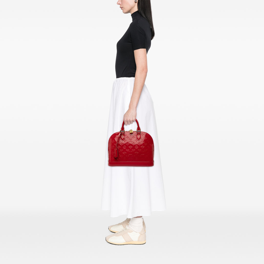 Alma PM Cuir verni Monogram Rouge