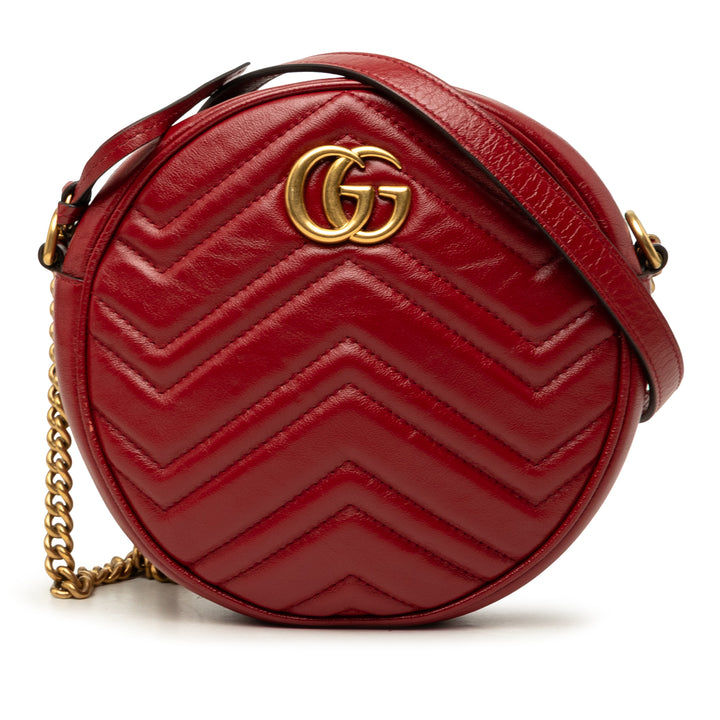 GG Marmont Matelasse Rond Sac Mini Rouge