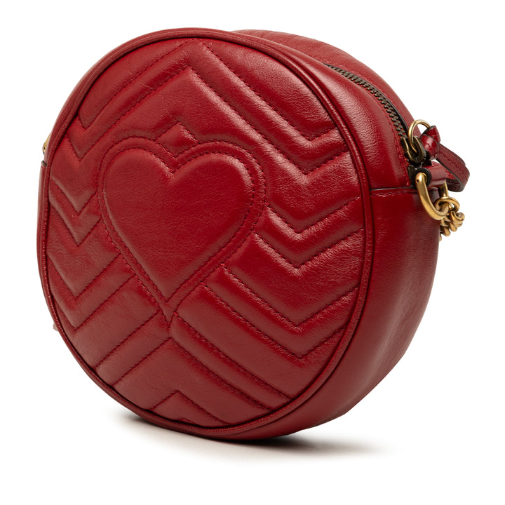 GG Marmont Matelasse Rond Sac Mini Rouge