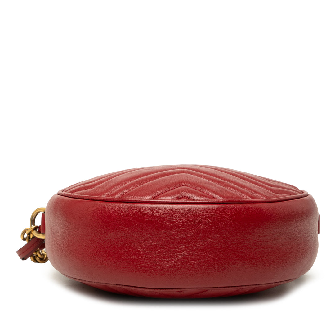 GG Marmont Matelasse Rond Sac Mini Rouge