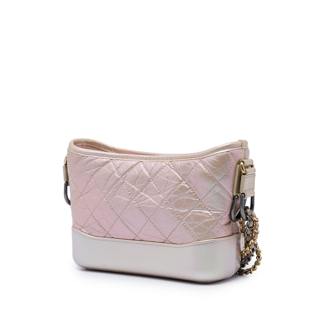 Irisé Matelassé vieilli Gabrielle Hobo Petit Cuir de veau Rose