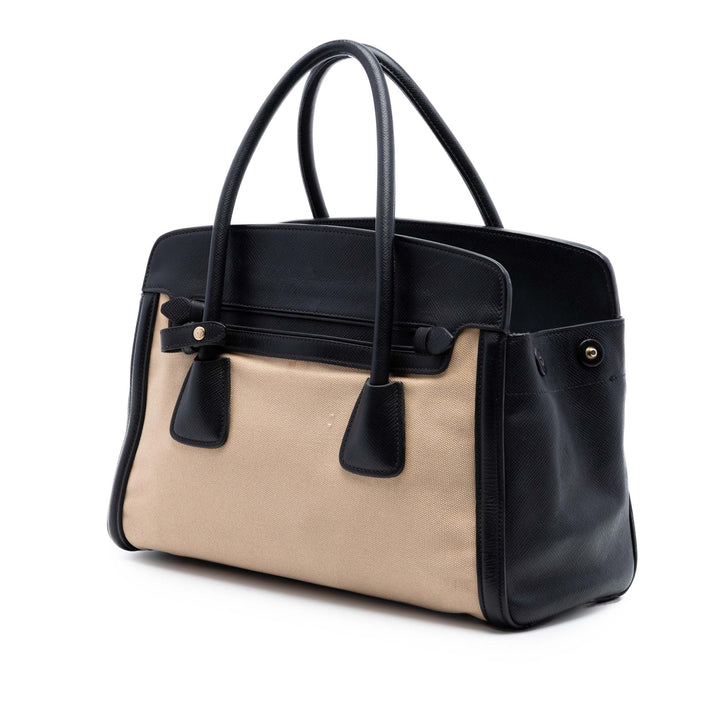 Prada Bicolor Saffiano Cuir à finitions Toile Sac