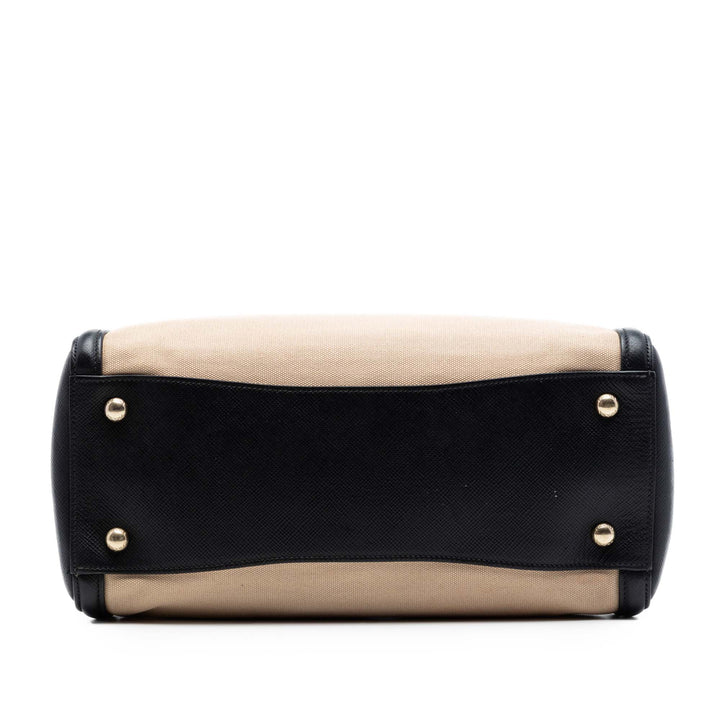 Prada Bicolor Saffiano Cuir à finitions Toile Sac