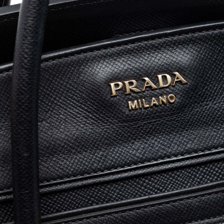 Prada Bicolor Saffiano Cuir à finitions Toile Sac