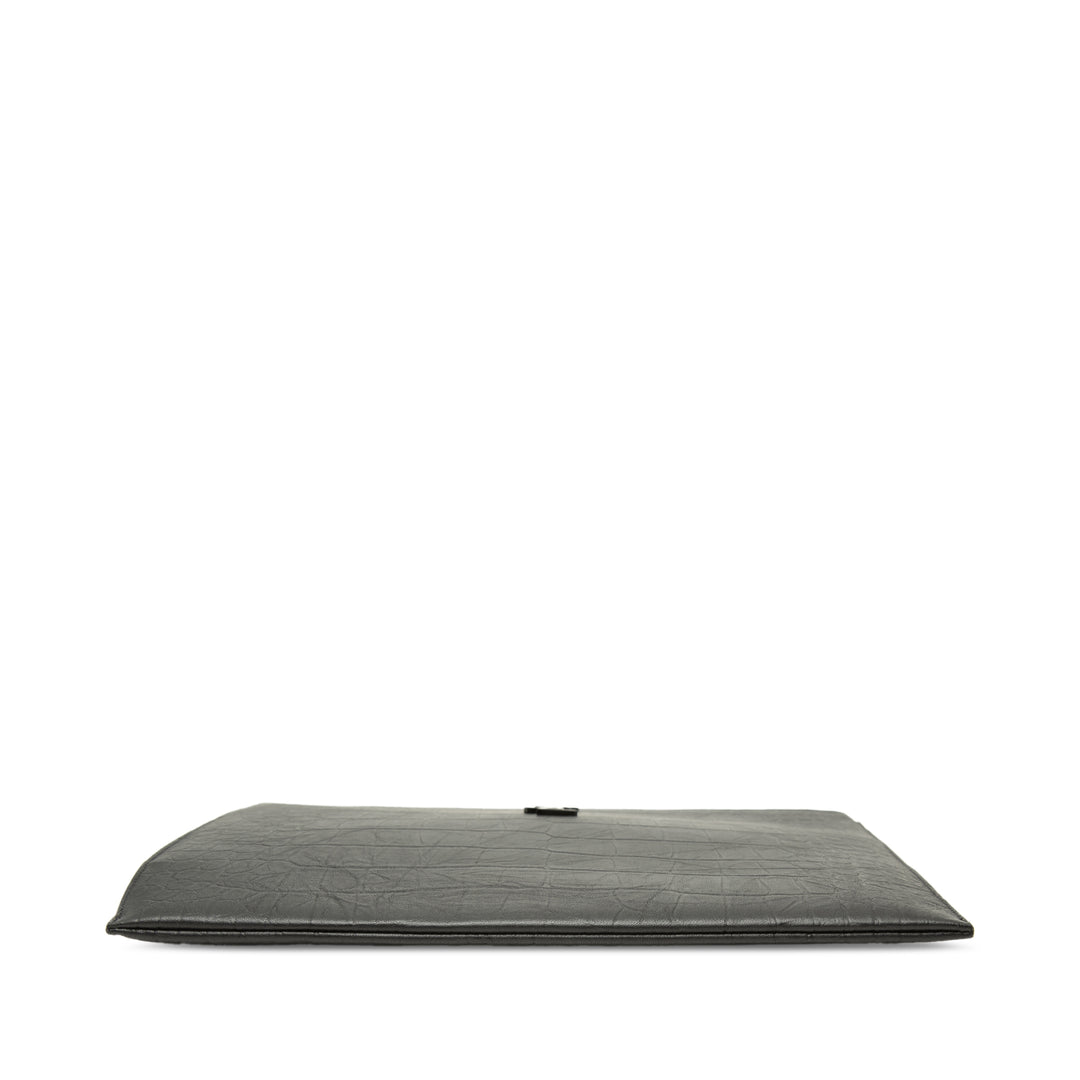Croc embossé iPad Étui Noir