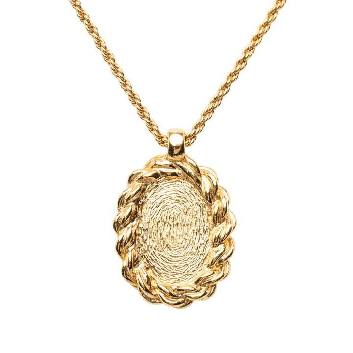 Dior plaqué Resin Logo Ovale Pendant Collier Doré