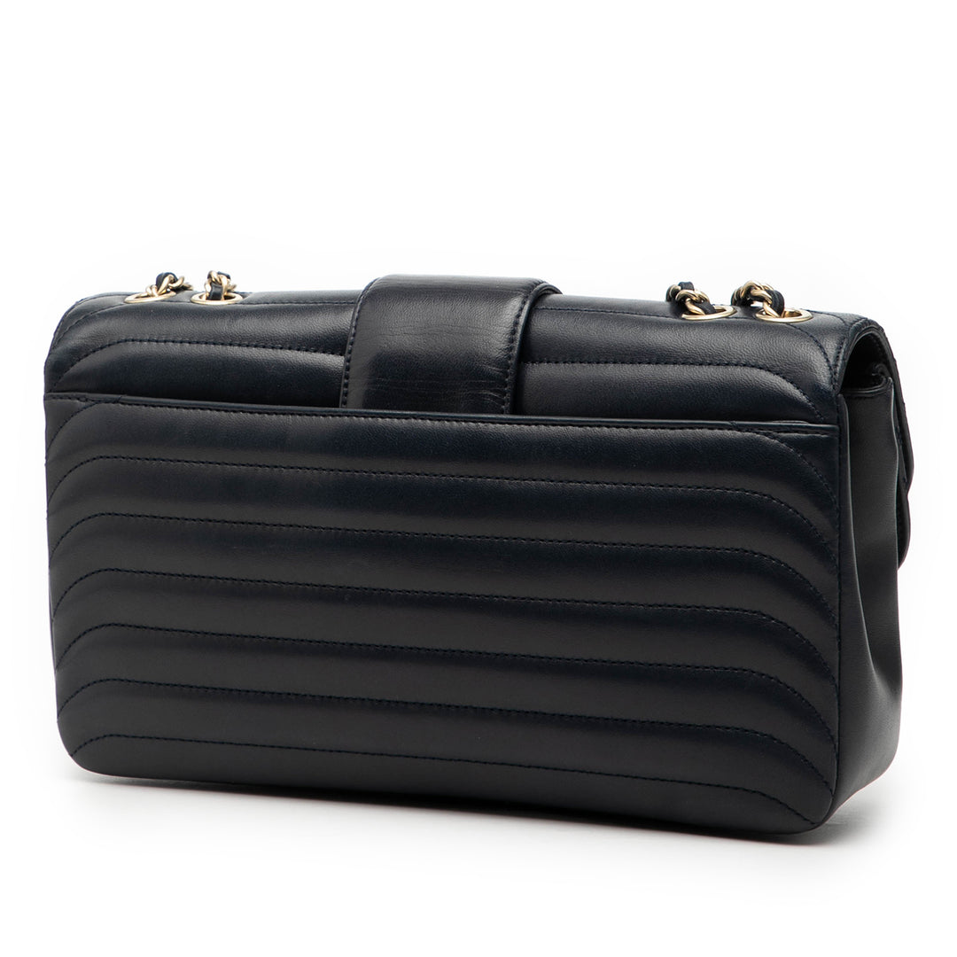 Chanel CC Horizontal Matelassé Cuir d’agneau Double rabat