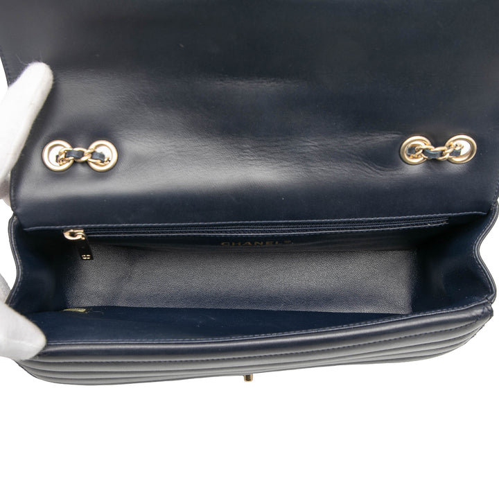 Chanel CC Horizontal Matelassé Cuir d’agneau Double rabat