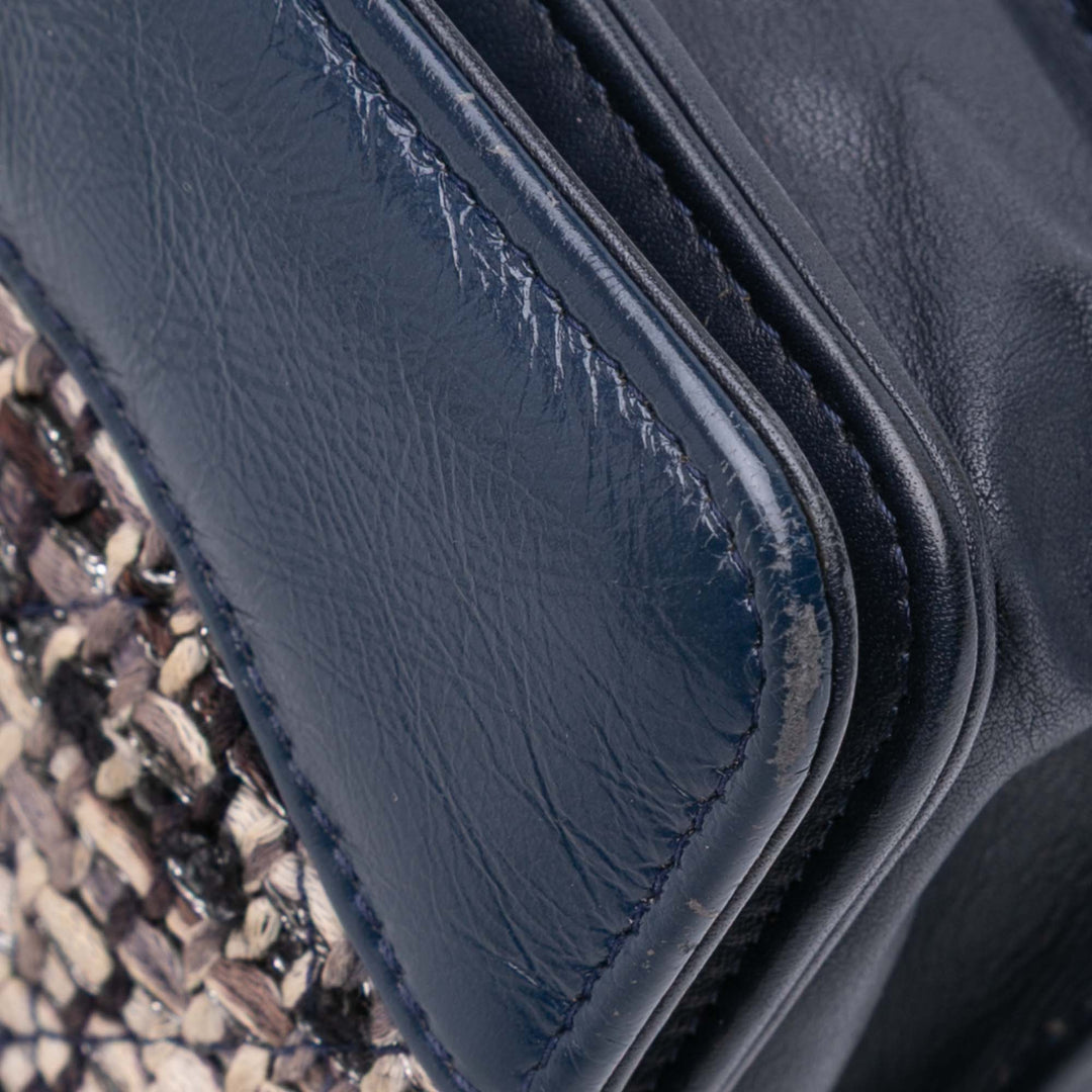 Quilted Tweed and Calfskin Gabrielle Wallet On Chain Brown - Gaby Paris
