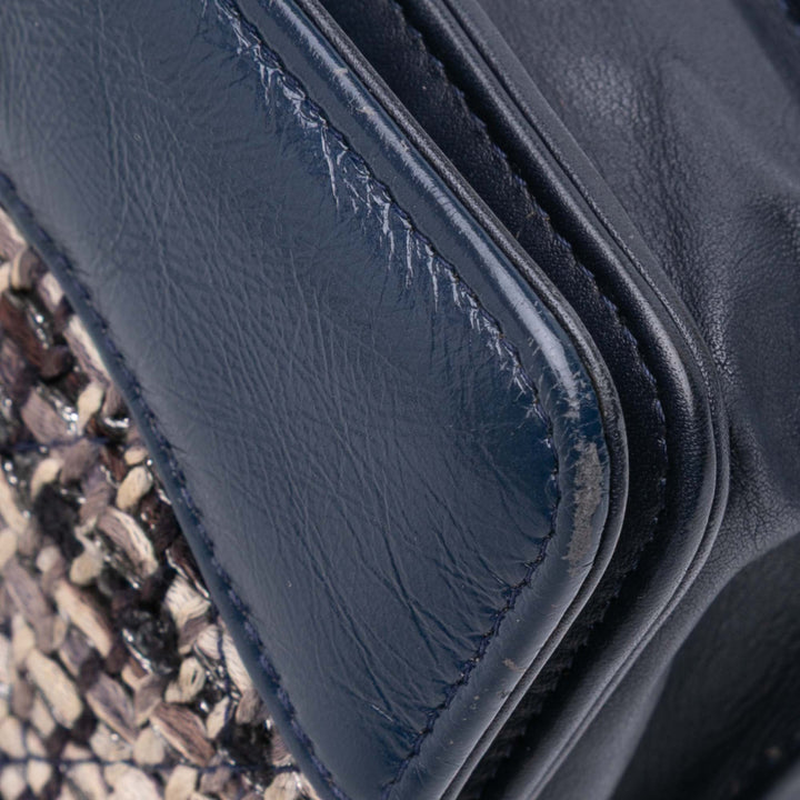 Quilted Tweed and Calfskin Gabrielle Wallet On Chain Brown - Gaby Paris