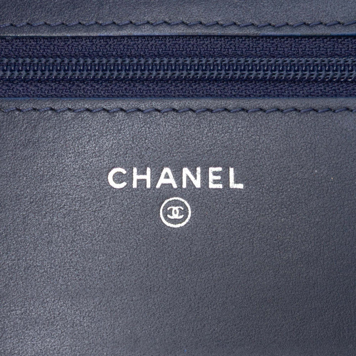 Quilted Tweed and Calfskin Gabrielle Wallet On Chain Brown - Gaby Paris