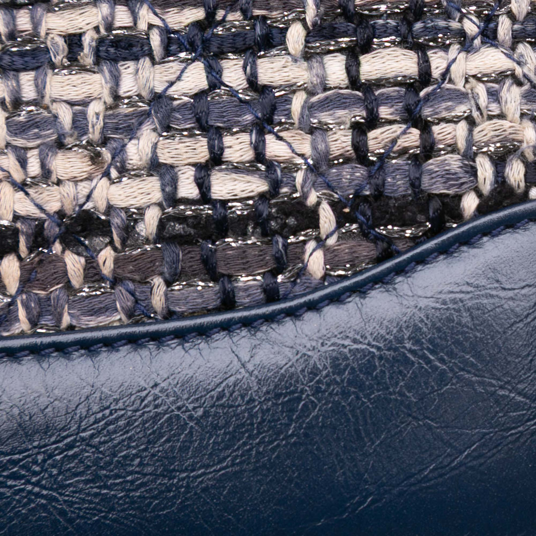 Quilted Tweed and Calfskin Gabrielle Wallet On Chain Brown - Gaby Paris