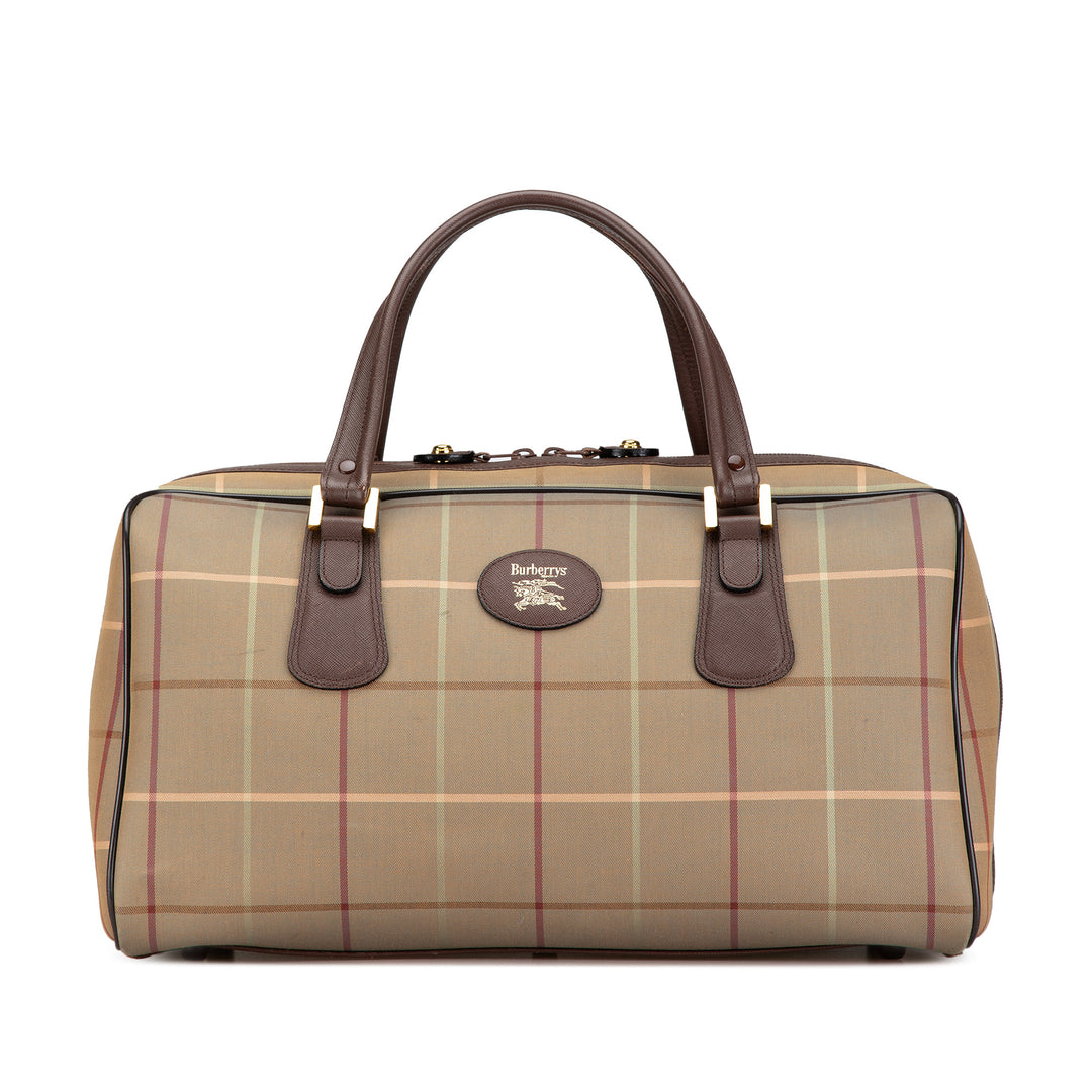 Vintage Check Canvas Boston Bag Brown - Gaby Paris