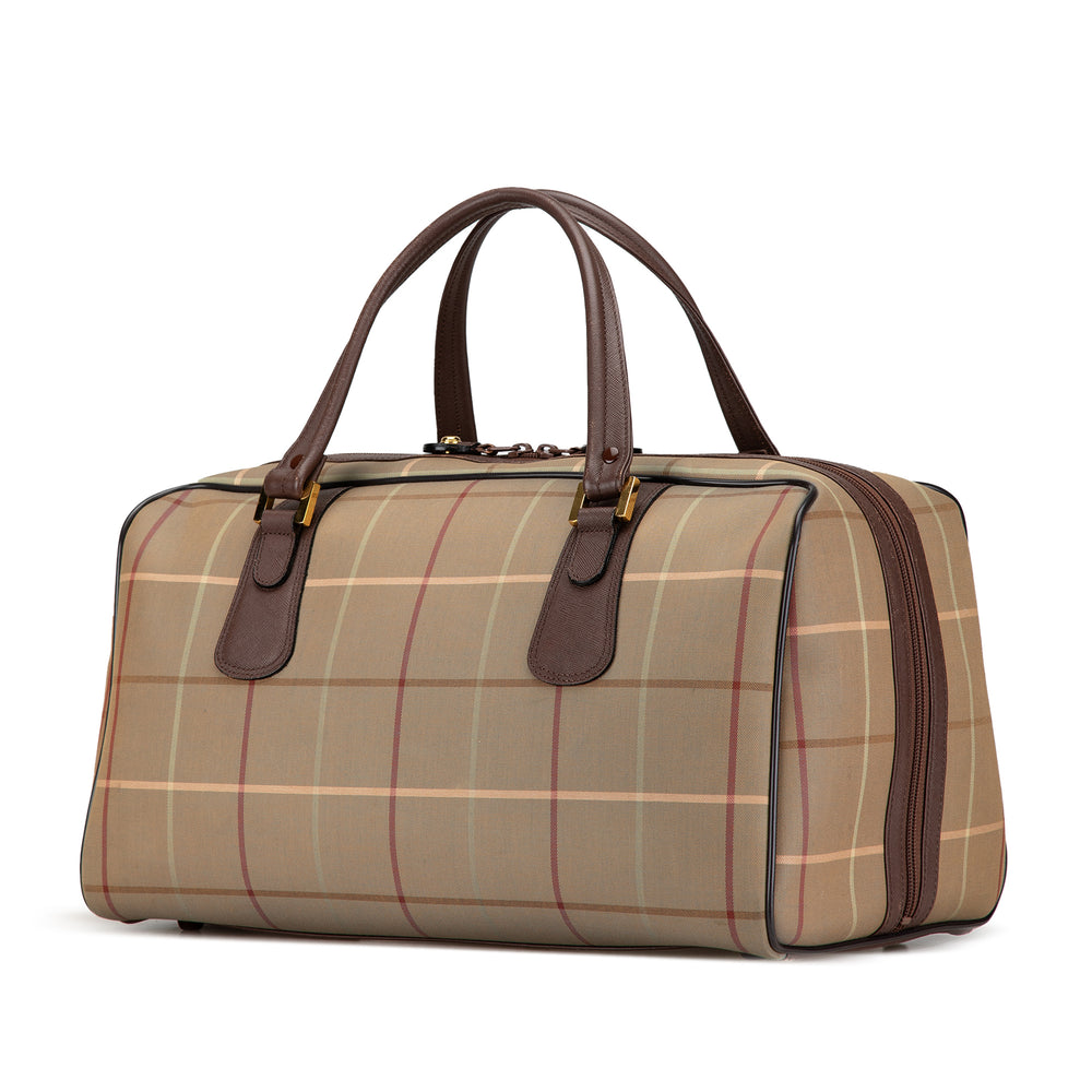 Vintage Check Canvas Boston Bag Brown - Gaby Paris