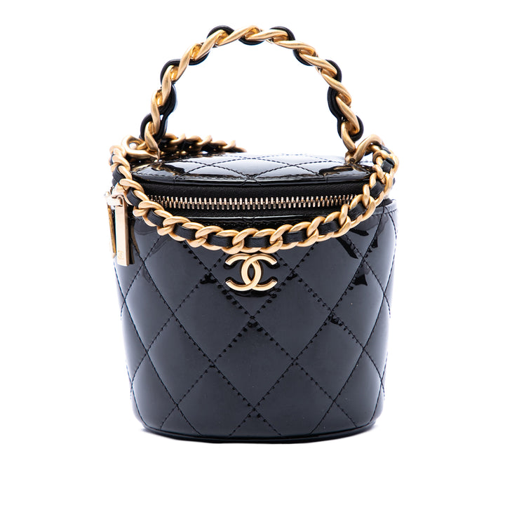 Chanel Matelassé Cuir verni Afternoon Tea anse supérieure Vanity avec chaîne