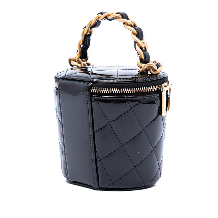 Chanel Matelassé Cuir verni Afternoon Tea anse supérieure Vanity avec chaîne