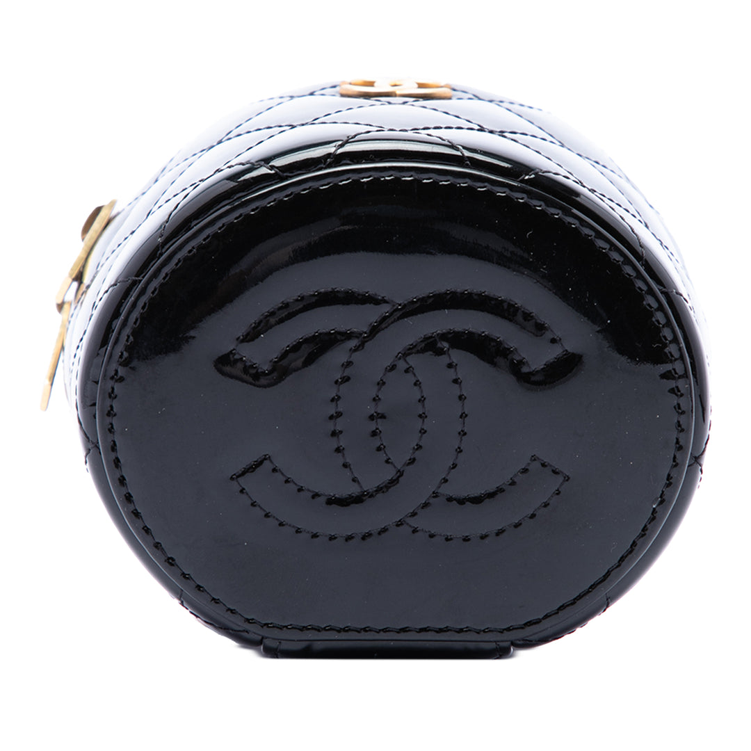 Chanel Matelassé Cuir verni Afternoon Tea anse supérieure Vanity avec chaîne