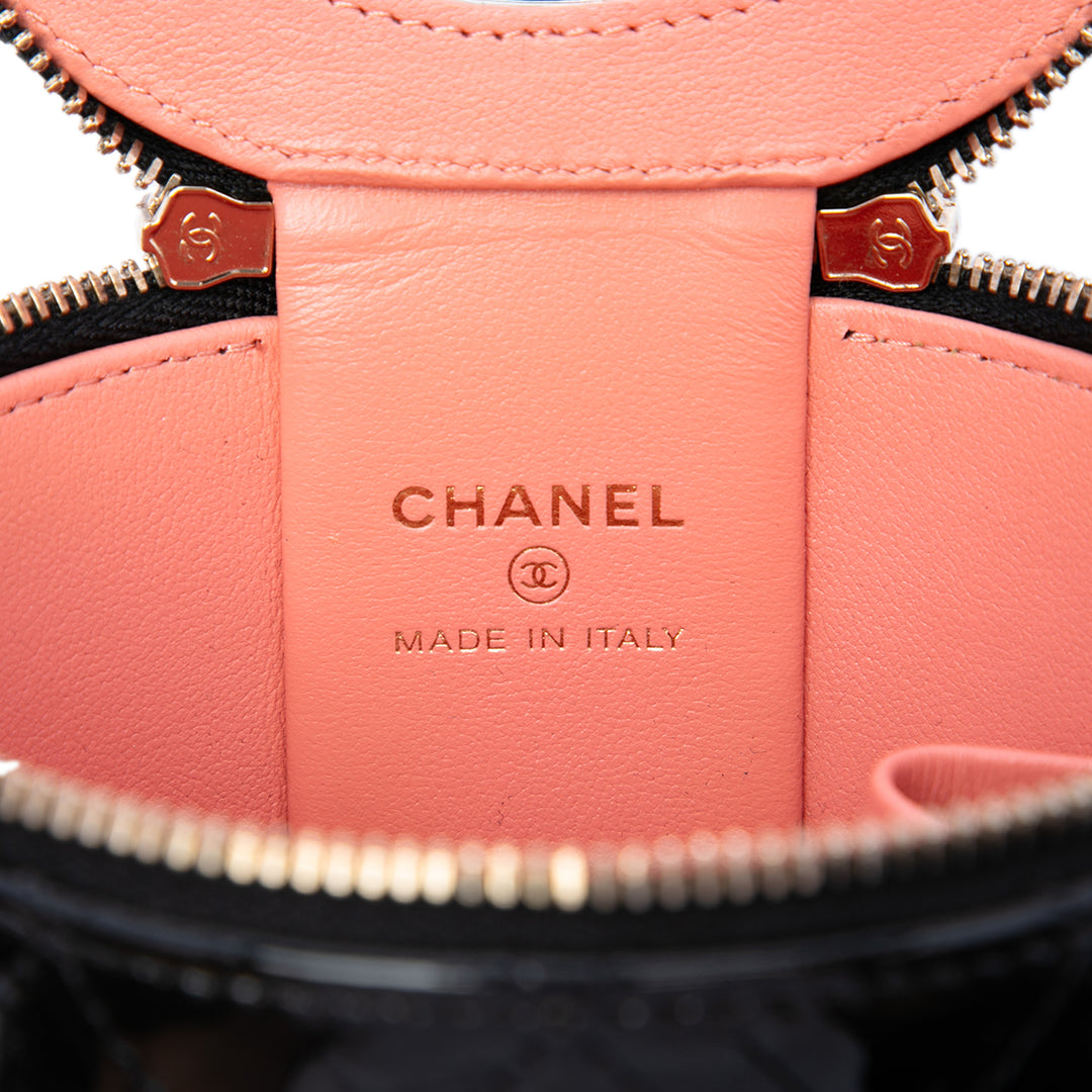 Chanel Matelassé Cuir verni Afternoon Tea anse supérieure Vanity avec chaîne
