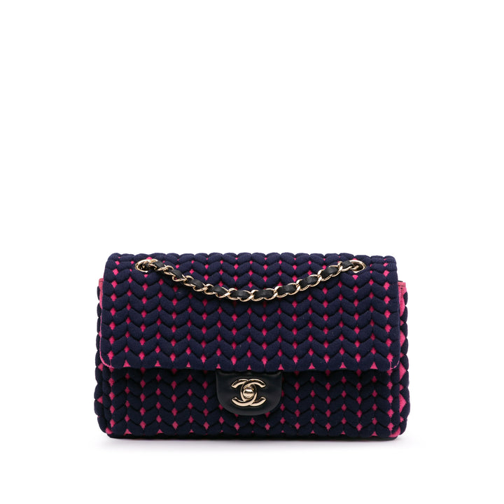 Medium Classic Woven Jersey Single Flap Blue - Gaby Paris