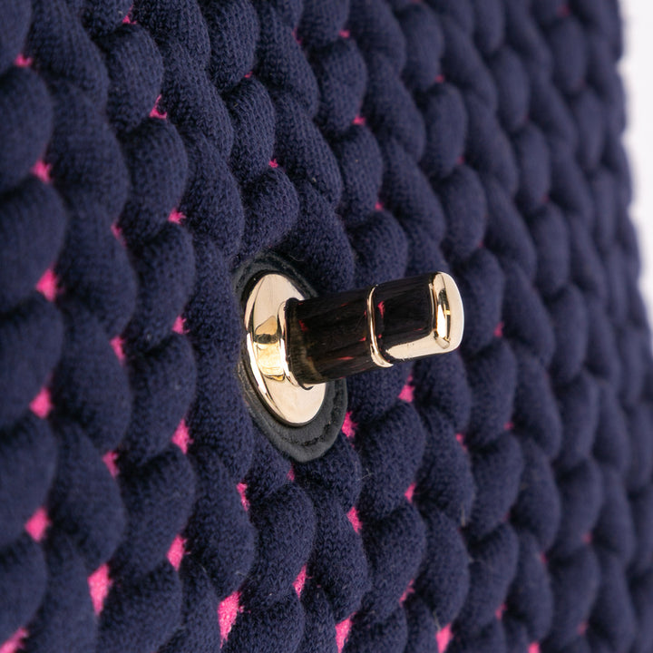 Medium Classic Woven Jersey Single Flap Blue - Gaby Paris