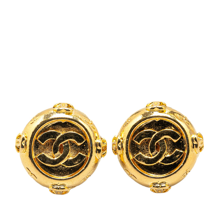 Gold Plated CC Clip On Earrings Gold - Gaby Paris