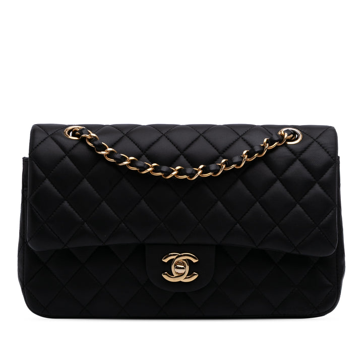 Medium Classic Lambskin Double Flap Black - Gaby Paris