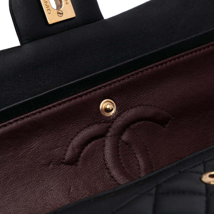 Medium Classic Lambskin Double Flap Black - Gaby Paris
