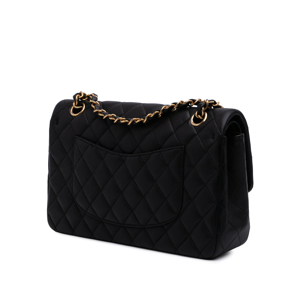 Medium Classic Lambskin Double Flap Black - Gaby Paris