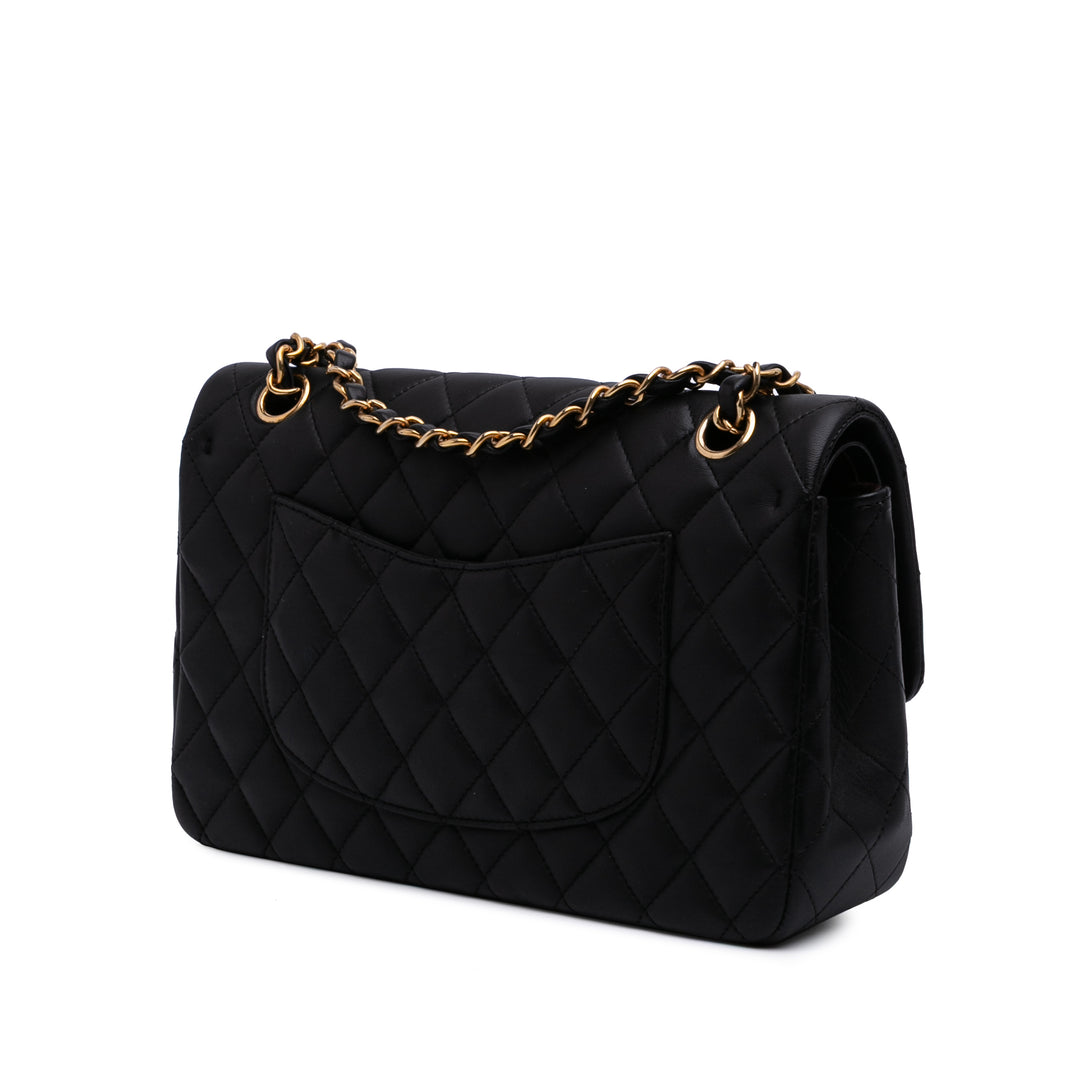 Medium Classic Lambskin Double Flap Black - Gaby Paris