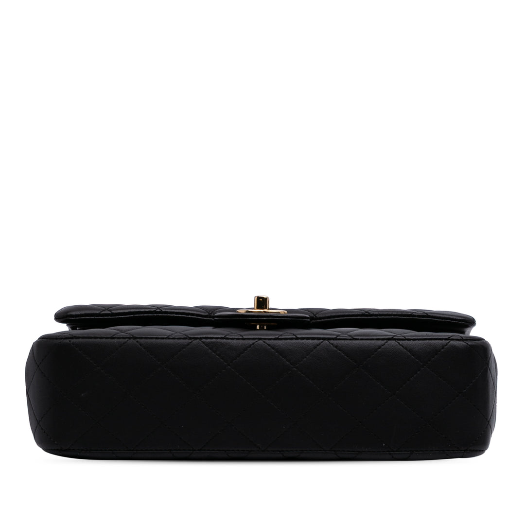 Medium Classic Lambskin Double Flap Black - Gaby Paris