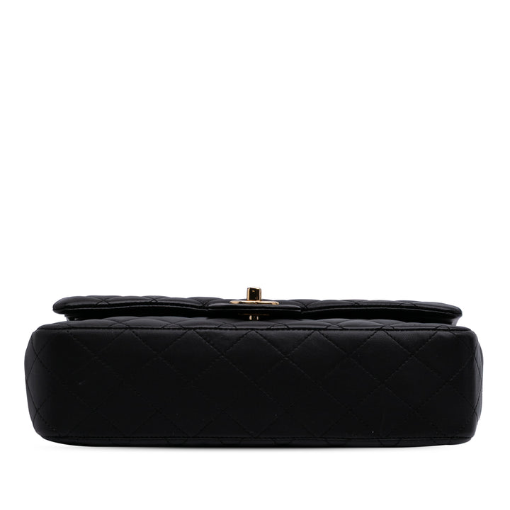 Medium Classic Lambskin Double Flap Black - Gaby Paris